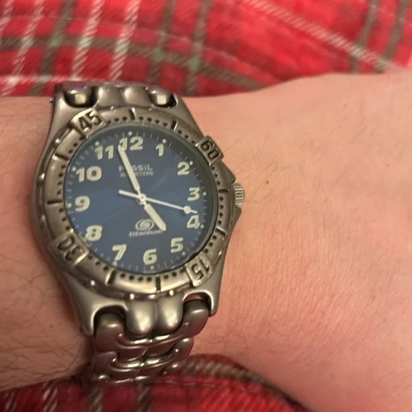 Men's Titanium Watch with Blue Face - Picture 2 of 4